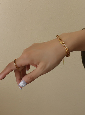 Marka法式回形针项圈耳饰套装