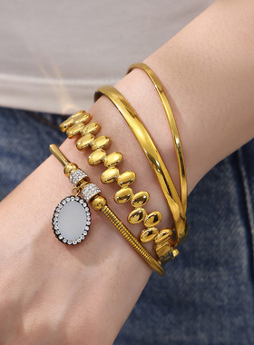 不锈钢小众设计磁铁吸合个性镶钻