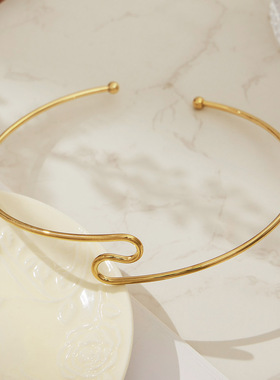 几何扭曲线条项圈设计极简ins主