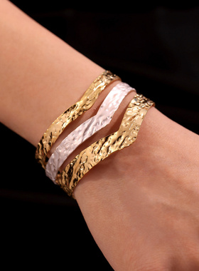 摩天轮欧美褶皱滴油白色金色双色