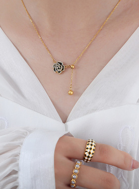 欧美小众优雅浪漫滴油玫瑰花吊坠