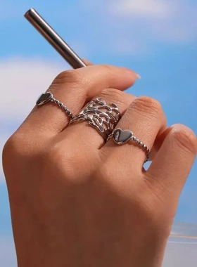 欧美个性夸张宽面不规则树枝状戒指女钛钢镀金高端个性配饰指环