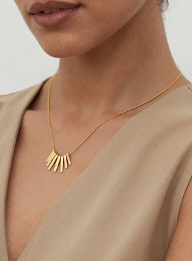 不规则小方块扇形吊坠项链欧美in