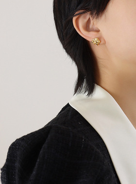 女式复古气质个性款 韩系小众设计压纹别致凹凸戒指耳环首饰套装