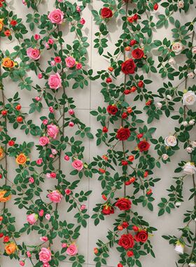 仿真玫瑰花藤假花塑料藤