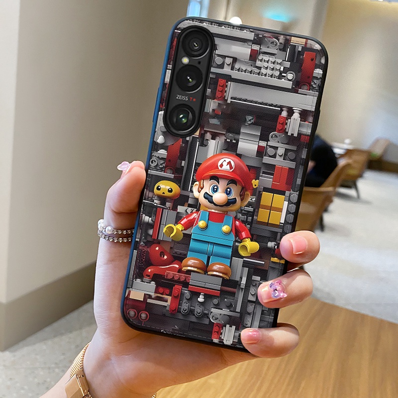机械马里奥适用索尼Xperia1VI手机壳皮革纹Xperia1III个性Xperia5IV潮牌Xperia5III全包防摔Xperia10IV保护套 - 图1