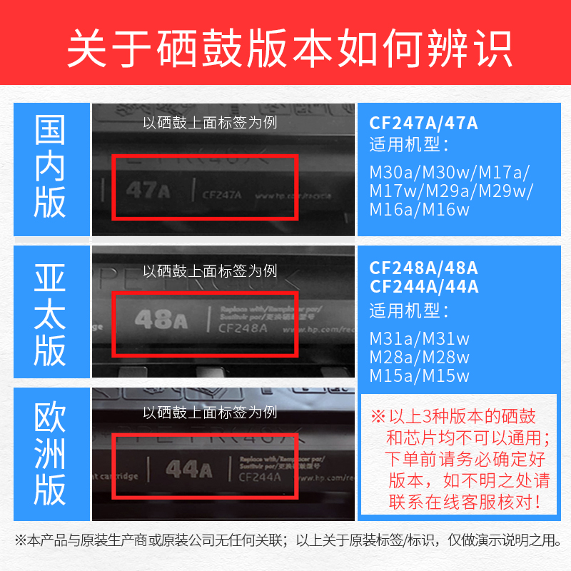 适用惠普m17w硒鼓m30w m28w打印机墨盒m31w碳粉m16a m15w/a墨粉cf247a粉盒HP47a晒鼓44a激光复印一体机cf248a - 图0