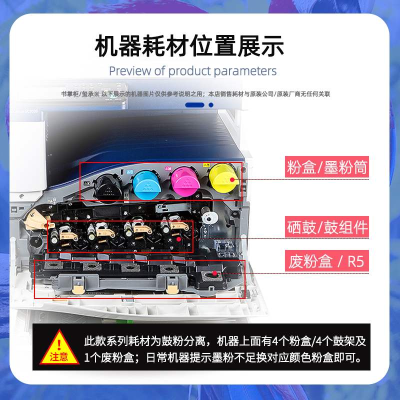 适用富士施乐2022鼓芯docucentresc2022彩色复印机硒鼓鼓芯sc2022感光鼓芯sc2021成像鼓套鼓四色通用OPC鼓芯-图1