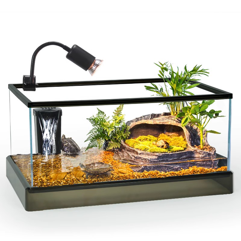 玻璃乌龟饲养缸家用养大乌龟专用缸带晒台别墅龟缸生态箱造景鱼缸-图0