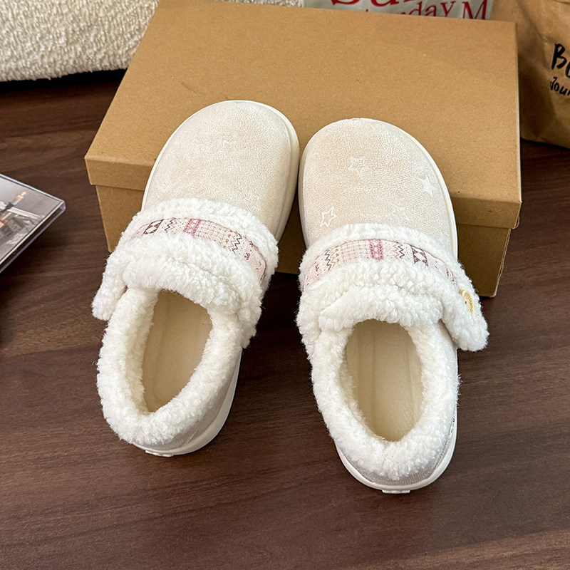 加绒勃肯鞋女冬季2025新款保暖雪地靴魔术贴毛毛棉鞋羊羔绒豆豆鞋,淘宝优惠券,粉丝福利购,淘宝优惠卷