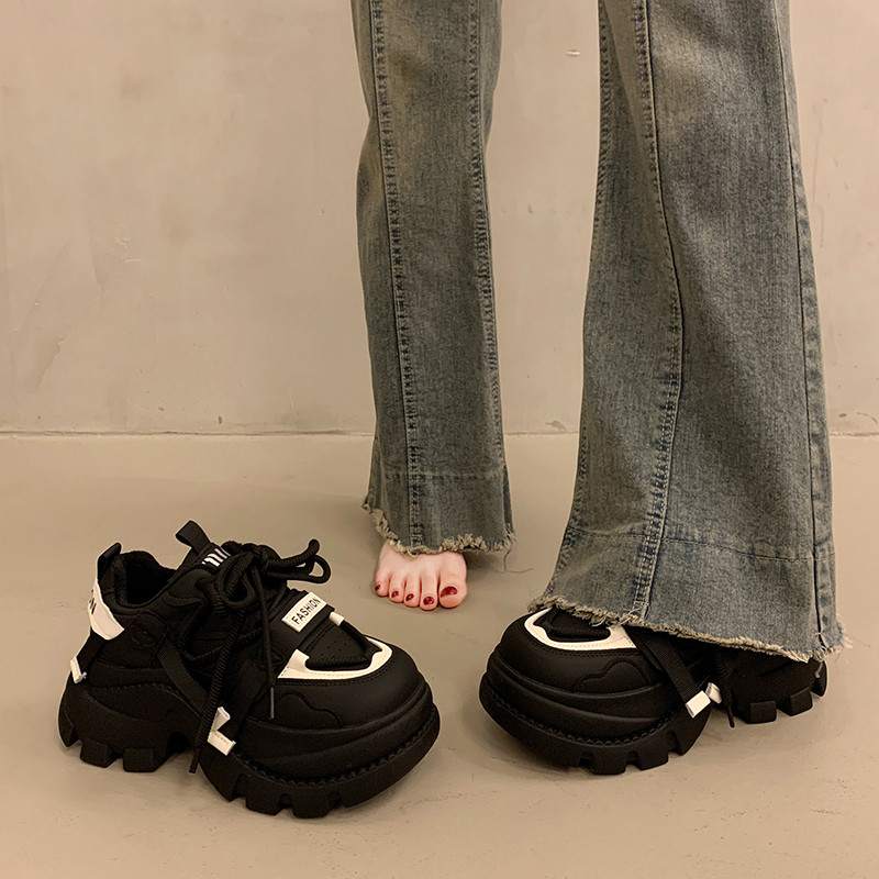 厚底加绒老爹鞋女冬季2025新款保暖棉鞋小个子增高黑色运动鞋34码,淘宝优惠券,粉丝福利购,淘宝优惠卷