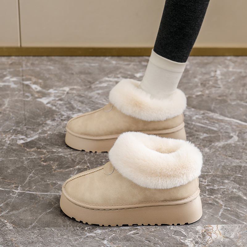 皮毛一体雪地靴子女款2025新款冬季加绒加厚保暖棉鞋34码厚底短靴 - 图0
