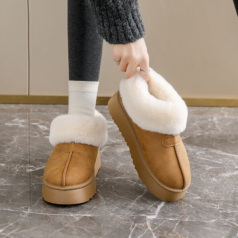 皮毛一体雪地靴子女款2025新款冬季加绒加厚保暖棉鞋34码厚底短靴 - 图2