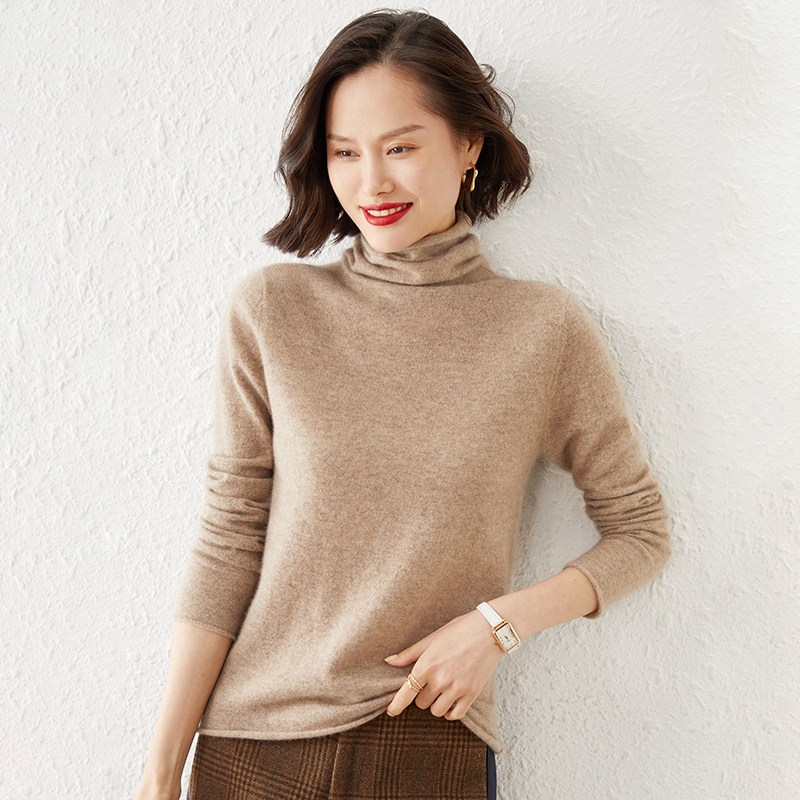 卷边堆堆领针织羊毛衫女秋冬款套头高领纯色毛衣长袖内搭打底上衣,淘宝优惠券,粉丝福利购,淘宝优惠卷