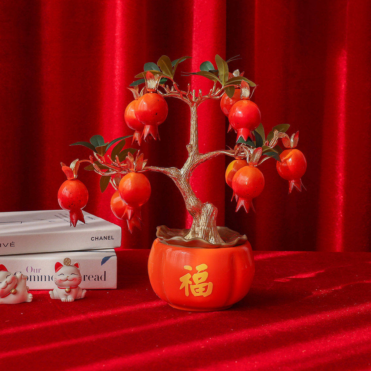 假花仿真花年宵花新年餐桌柿子装饰品客厅发财树摆件轻奢高端花艺,淘宝优惠券,粉丝福利购,淘宝优惠卷