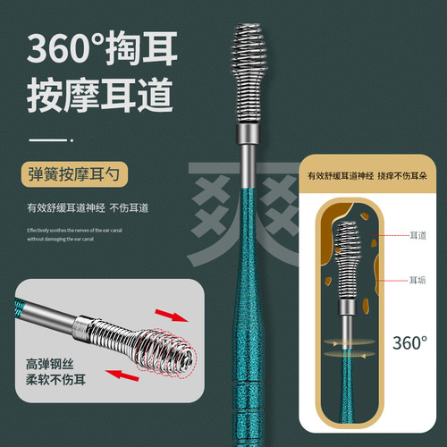 进口挖耳勺套装掏耳勺儿童专用螺旋式挖耳朵神器大人清洁采耳工具 - 图2