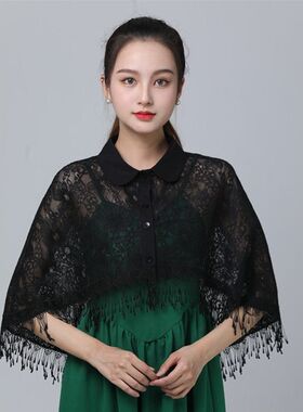披肩外搭夏季蕾丝翻领小开衫时尚