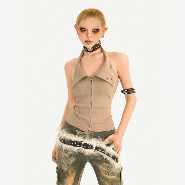 Cool Molly Lapel Halter Slimming Vest ແບບໃຫມ່
