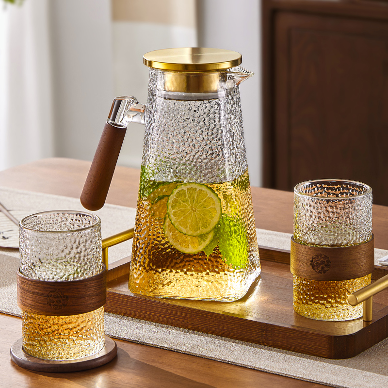 冷水壶高硼硅玻璃耐高温大容量凉水壶水杯瓶套装家用加厚果汁茶壶
