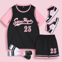 Basketball suit Womens suit Summer Custom Leave Two sports Conserve girls Short sleeves T-shirt class Inprint number