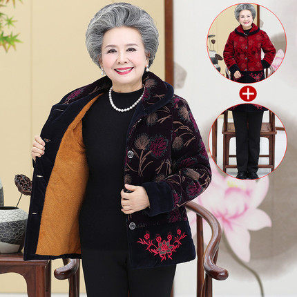 200斤中老年人大码女装加绒棉服 芭颜曼中老年女装