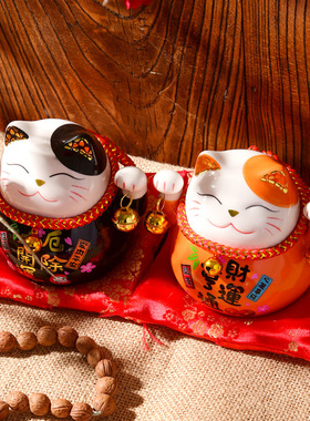 陶瓷招财猫摆件家居可爱猫咪存钱罐家居书房玄关装饰品生日礼物