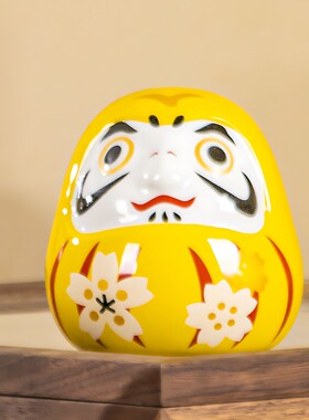 樱花达摩蛋陶瓷桌面摆件招财福运可爱车载礼物日式祈福招福装饰品