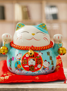 招财猫存钱罐车载汽车摆件小号陶瓷储蓄罐店铺家居礼品发财猫客厅
