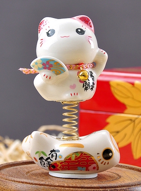 招财猫汽车摆件点头猫金石工坊