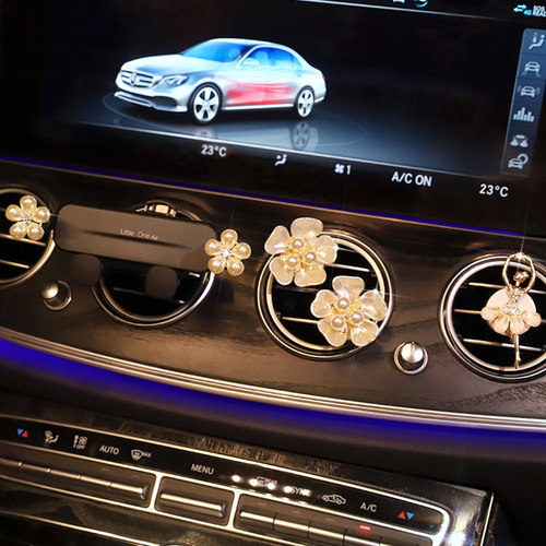 高档车载香水香薰空调出风口装饰汽车小珍珠花内饰清新淡香氛女神 - 图2