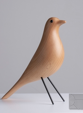 实木伊姆斯北欧风电视柜软装小鸟