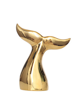 陶瓷工艺品金色鲸鱼尾简