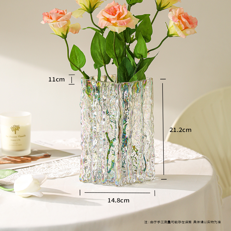 ins风高级感家用轻奢水培花瓶玻璃透明插花玫瑰鲜花客厅餐桌摆件 - 图1