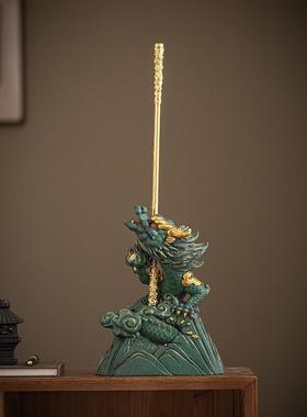 青砂石国潮文创祥瑞飞龙在天摆件