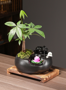 流水生财装饰摆件桌面循环水招财