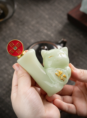 躺赢璞玉招财猫可爱家居摆件