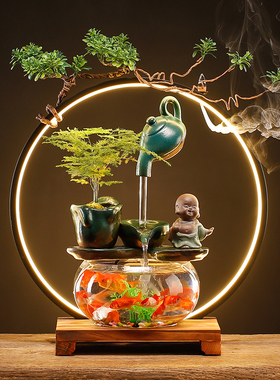 悬壶流水鱼缸造景装饰摆件循环水