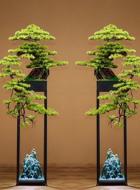 仿真迎客松假树绿植装饰摆件创意