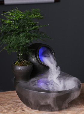 流水摆件中式循环水喷泉鱼缸风水招财客厅吧台玄关办公室软装礼品