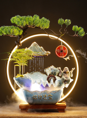 流水生财循环水装饰摆件创意桌面