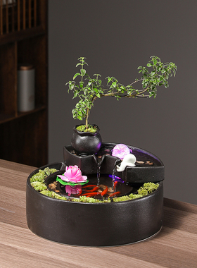 流水生财装饰摆件循环水招财喷泉