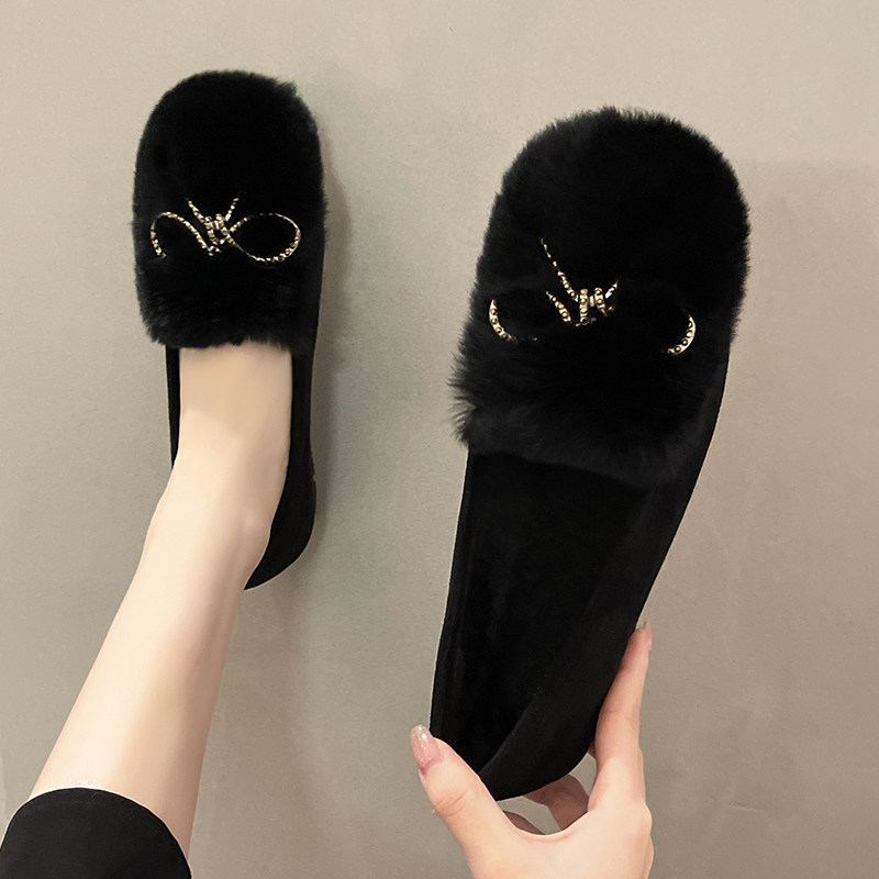 豆豆鞋女冬加绒2025新款爆款毛毛外穿一脚蹬网红保暖秋冬平底棉鞋,淘宝优惠券,粉丝福利购,淘宝优惠卷