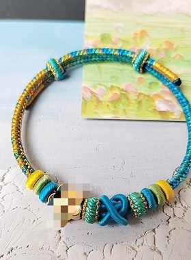 纯手工编织八股编双联结diy半成品可穿黄金配件情侣手绳可定制