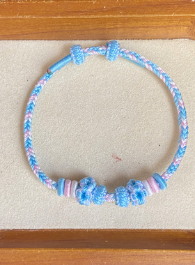 手工编绳玉桂狗配色桃花手绳diy可穿黄金大耳狗饰品转运珠手链