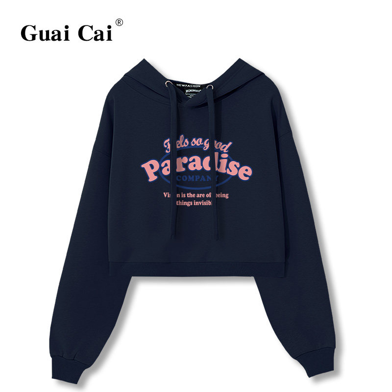 ins盐系短款2022秋季新款高腰卫衣 乖才卫衣/绒衫