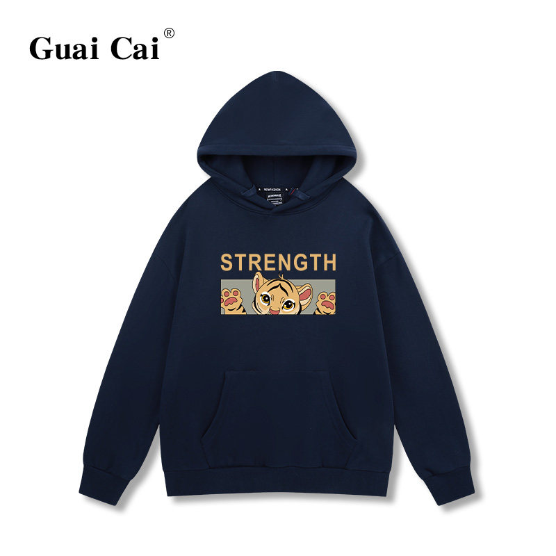 虎年新款酒红色连帽秋冬加绒潮卫衣 乖才卫衣/绒衫