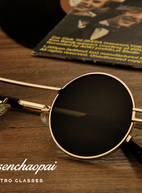 新款欧美街拍朋克超小复古圆框