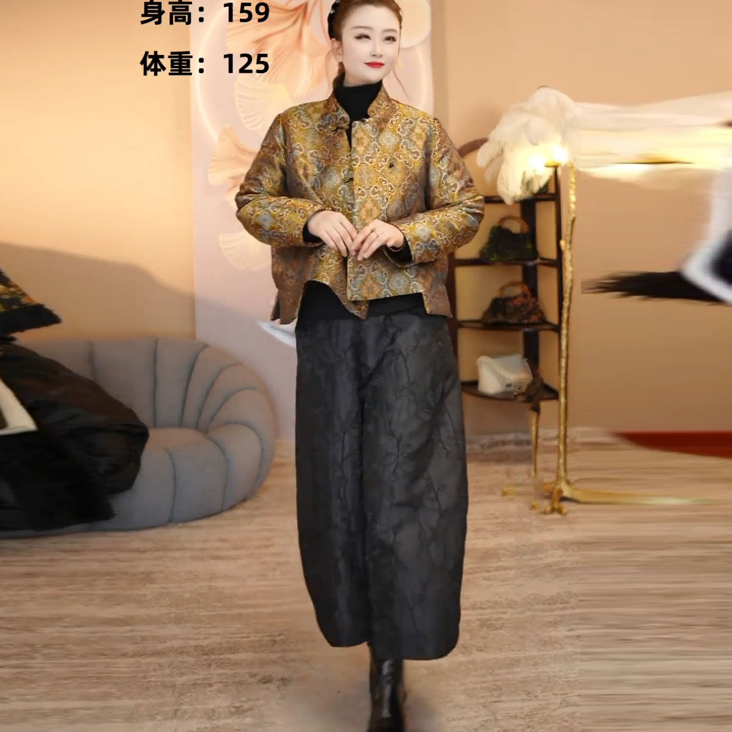 新中式盘扣加棉棉衣棉裤套装女大码冬装新款立领棉服+夹棉九分裤,淘宝优惠券,粉丝福利购,淘宝优惠卷