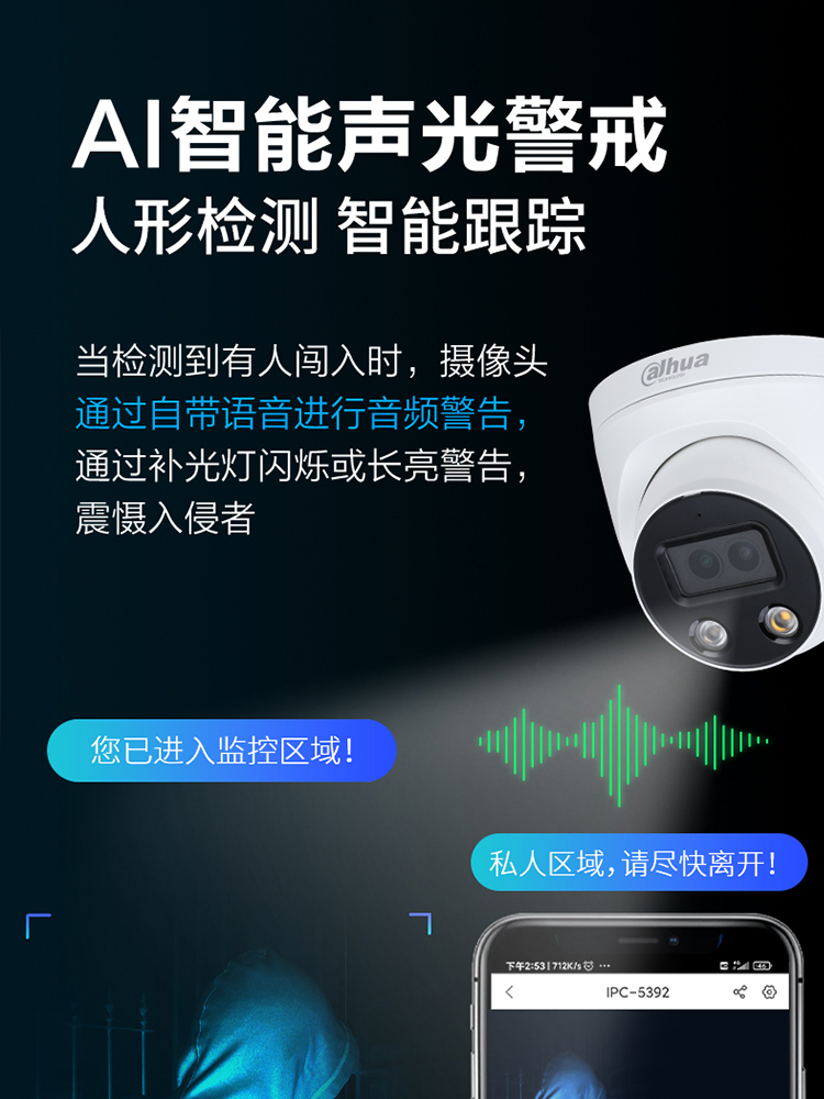 Dahua/大华200万极光定焦监控摄像头海螺枪机半球网络摄像机设备 - 图2