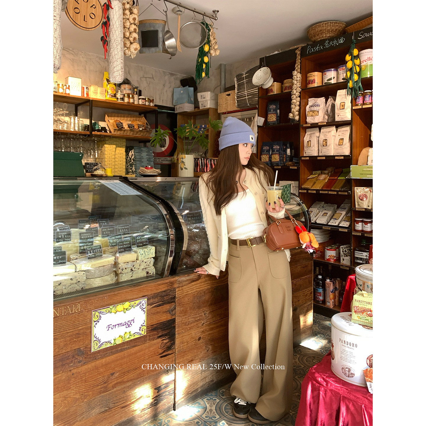 CHANGING REAL 丹麦游记 卡其色毛呢西装裤女秋冬百搭呢子阔腿裤,淘宝优惠券,粉丝福利购,淘宝优惠卷